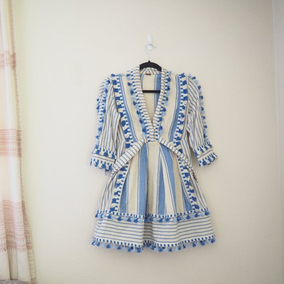 Dodo Bar Or Blue Skyler Tassel Mini Dress sz M - Picture 7 of 12